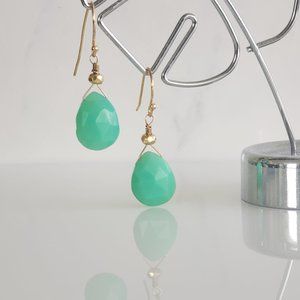Handmade 🌿 Chrysoprase Earrings, 24K Gold Plated 925 Sterling Silver